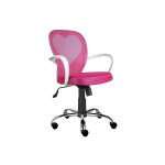 Chaise de bureau � roulettes forme coeur sur le dossier daisy - rose / blanc - h 98 x l 60 x p 47 - livraison ...