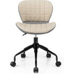 Goplus chaise de bureau sans accoudoirs avec hauteur reglable 72 - 79 cm, chaise de bureau en lin ergonomique ...
