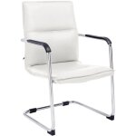 Chaise de bureau sans roulettes fauteuil visiteur avec accoudoirs en pvc blanc et m�tal 100001924
