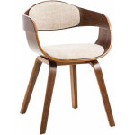Dcoshop26 - chaise de bureau sans roulettes visiteur en tissu et bois design retro et confort maximal ...