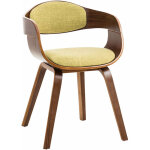 Chaise de bureau sans roulettes visiteur en tissu et bois design retro et confort maximal noyer vert ...