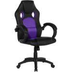 Beliani - chaise de bureau au style gaming en tissu synthétique maillé et cuir pu noir et violet au design ... Beliani - chaise de bureau au style gaming en tissu synthétique maillé et cuir pu noir et violet au design ...