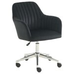 Chaise de bureau - velours - noir et argent� - hauteur r�glable - eleana