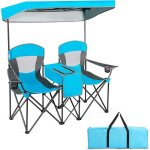 Chaise de camping pliante 2 places avec parasol amovible et r�glable, charge 120kg chaque si�ge