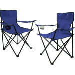 Chaise de camping pliante avec porte - boisson, set de 2 - bleu - chaise de camping pliante avec sac ...