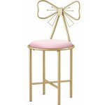 Unho - chaise coiffeuse chambre velours, tabouret coiffeuse rose et dor en fer et velours 40x40x85cm ...
