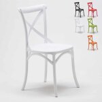 Chaise de cuisine bar et restaurant en polypropylne vintage paesana cross design - blanc