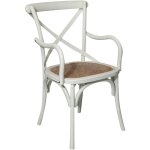 Chaise de cuisine chaise en bois et rotin 90x52x44 cm fauteuil avec accoudoirs rustiques chaise de salle ...