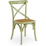 Chaise de cuisine kilen - fusion lgante de bois d'orme et rotin - vert
