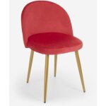 Ahd amazing home design ? chaise moderne en velours rouge avec pieds dor�s ? dossier rembourr� ? dimensions ...