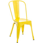 Chaise de design industrielle saclable en m�tal avec un dossier de diff�rentes couleurs colore : jaune ...