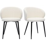 Miliboo - chaises design en tissu effet laine boucl�e �cru et m�tal noir (lot de 2) rosalie