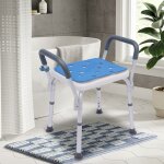 Chaise de douche avec accoudoirs, hauteur rglable tabouret de bain avec support de hauteur amovible, ...