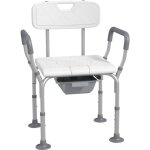 Homcom - chaise de douche chaise perc�e 2 en 1 - hauteur r�glable, antid�pante - seau de toilette, accoudoirs ...