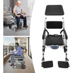 Chaise de douche pliante en alliage d'aluminium, avec roulettes, r�glable en hauteur 100 - 117cm, load ...