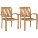 Vidaxl - chaises empilables  dner de jardin 2 pcs bois de teck solide