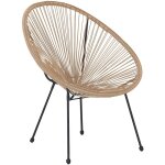 Chaise fauteuil style spaghetti en polyrotin beige et acier design tendance pour salon balcon ou terrasse ...