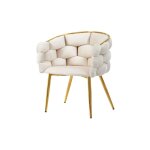 Modernluxe - chaise gondole chaise de loisirs en tissu velours - pieds en m�tal dor� - beige