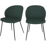 Rendez - vous dco - lot de 2 chaises vertes en tissu bouclette et pied en mtal - groom