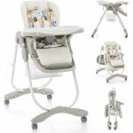 Goplus - chaise haute b�b� 6 - 36 moispliante � roulettes - hauteur r�glabledossier / repose - pieds ...