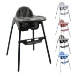 Chaise haute bb, enfant, rglable hauteur et tablette - dlice gris fonc - monsieur bb