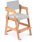 Chaise haute b�b�s �volutif en bois de h�tre, 6 hauteurs r�glables, coussins amovible lavable, multifonction ...