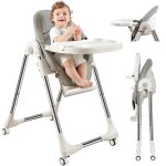 Chaise haute bb evolutive pliable - hauteur rglable - plateau repas amovible - 4 roues directionnelles ...