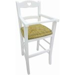 Chaise haute en bois laqublanc avec assise en paille Chaise haute en bois laqublanc avec assise en paille