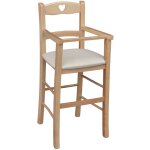 Okaffarefatto - chaise haute en bois naturel avec assise rembourr? cuir synthetique beige / cr?me