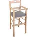 Okaffarefatto - chaise haute en bois naturel avec si�ge rembourr� en similicuir gris taupe