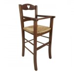 Toscohome - chaise haute pour enfant en bois couleur noyer avec assise en paille