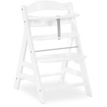 Chaise haute - hauck - alpha + b - evolutive - de 6 mois a 90 kg - bois fsc - harnais 5 points - blanc ...