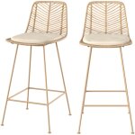 Rendez - vous d�co ? lot de 2 chaises de bar 66 cm en rotin naturel ? design �l�gant fait main ? pieds ...