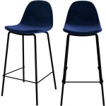 Rendez - vous d�co - lot de 2 chaises pour �lot central 65 cm en velours bleu fonc� - henrik