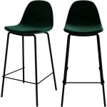 Rendez - vous d�co - lot de 2 chaises pour �lot central 65 cm en velours vert fonc� - henrik