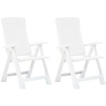 Chaises inclinables de jardin 2 pcs plastique blanc 2