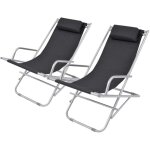 Chaises inclinables de terrasse lot de 2 acier noir vidaxl