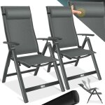 Chaise de jardin avec accoudoirs chaise pliante en aluminium avec coussin r�glable en 7 positions respirant ...