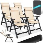 Chaise de jardin avec accoudoirs chaise pliante en aluminium avec coussin r�glable en 7 positions respirant ...