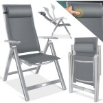 Chaise de jardin avec accoudoirs chaise pliante en aluminium avec coussin r�glable en 7 positions respirant ...