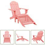 Chaise de jardin adirondack avec pouf bois de sapin solide rose - chaise adirondack - chaise de jardin ...