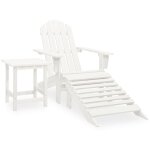 Vidaxl - chaise de jardin adirondack avec pouf et table sapin blanc