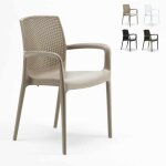 Chaises de jardin boheme grand soleil bar avec accoudoirs poly - rotin - beige
