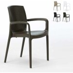 Chaises de jardin boheme grand soleil bar avec accoudoirs poly - rotin - marron