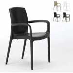 Chaises de jardin boheme grand soleil bar avec accoudoirs poly - rotin - noir