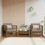 Chaises de jardin avec coussins lot de 2 marron miel vidaxl