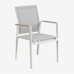 Sklum - chaise de jardin empilable avec accoudoirs en aluminium elvira blanc