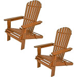 Chaise jardin exterieur adirondack lot de 2 pliable bois d'acacia accoudoirs arrondis jardin terrasse ...