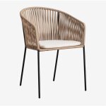 Sklum ? chaise de jardin avec accoudoirs en fer ? corde tress�e ? coussin d�houssable en mousse ? dimensions ...