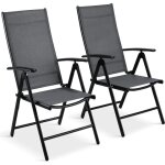 Chaise de jardin pliante dossier haut lot de 2, r�glable 7 positions, chaise d'ext�rieur en aluminium, ...